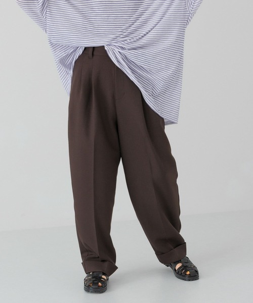 KBF（ケイビーエフ）の「センタープレスWIDEストレートパンツ（その他パンツ・レディース・アイボリー/ライトカーキ/オレンジ/ダークブラウン・ONE）」の14枚目の写真