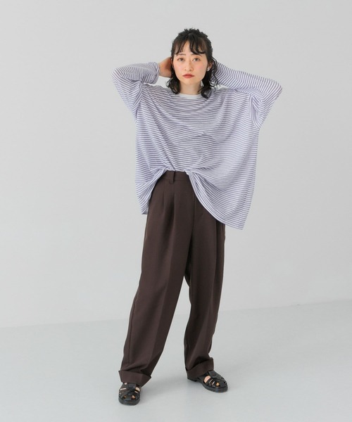 KBF（ケイビーエフ）の「センタープレスWIDEストレートパンツ（その他パンツ・レディース・アイボリー/ライトカーキ/オレンジ/ダークブラウン・ONE）」の10枚目の写真