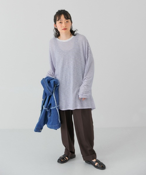 KBF（ケイビーエフ）の「センタープレスWIDEストレートパンツ（その他パンツ・レディース・アイボリー/ライトカーキ/オレンジ/ダークブラウン・ONE）」の9枚目の写真