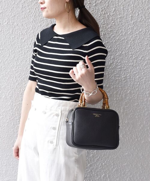 SHIPS(シップス)の「*〈手洗い可能/UVカット〉襟付き5分袖リブニット◆(ニット/セーター・レディース・ブラック/ネイビー/オフホワイト/ダークグレー・ONE SIZE)」の5枚目の写真