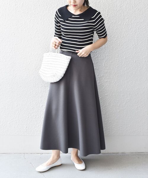 SHIPS(シップス)の「*〈手洗い可能/UVカット〉襟付き5分袖リブニット◆(ニット/セーター・レディース・ブラック/ネイビー/オフホワイト/ダークグレー・ONE SIZE)」の14枚目の写真