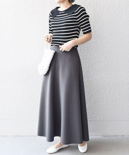 SHIPS(シップス)の「*〈手洗い可能/UVカット〉襟付き5分袖リブニット◆(ニット/セーター・レディース・ブラック/ネイビー/オフホワイト/ダークグレー・ONE SIZE)」の15枚目の写真