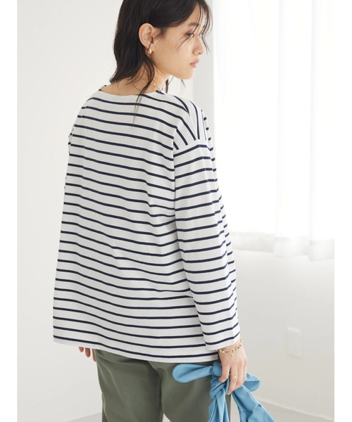 AMERICAN HOLIC(アメリカンホリック)の「前後差ボーダーカットプルオーバー(Tシャツ/カットソー・レディース・ネイビー/レッド/オフホワイト/ブルー・M/L)」の16枚目の写真