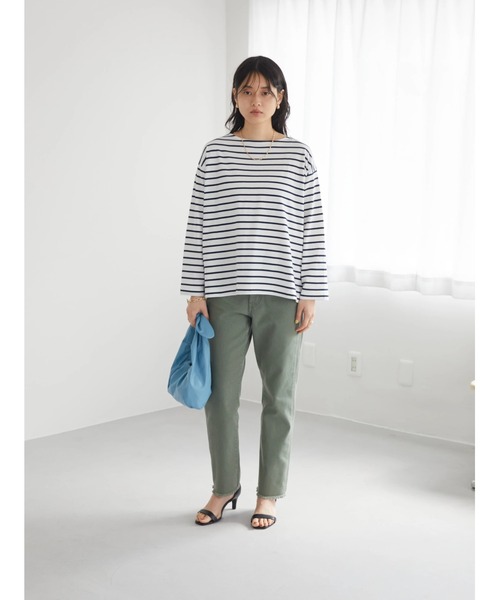 AMERICAN HOLIC(アメリカンホリック)の「前後差ボーダーカットプルオーバー(Tシャツ/カットソー・レディース・ネイビー/レッド/オフホワイト/ブルー・M/L)」の19枚目の写真