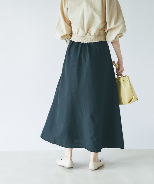 un dix cors（アンディコール）の「美シルエット　フレンチリネンブレンドキャンパスフレアスカート（スカート・レディース・ベージュ/ブラック/ピンク/グリーン・FREE）」の22枚目の写真