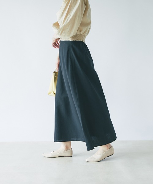 un dix cors（アンディコール）の「美シルエット　フレンチリネンブレンドキャンパスフレアスカート（スカート・レディース・ベージュ/ブラック/ピンク/グリーン・FREE）」の21枚目の写真