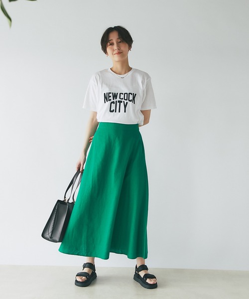 un dix cors（アンディコール）の「美シルエット　フレンチリネンブレンドキャンパスフレアスカート（スカート・レディース・ベージュ/ブラック/ピンク/グリーン・FREE）」の18枚目の写真