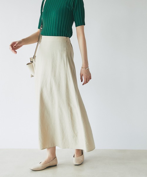 un dix cors（アンディコール）の「美シルエット　フレンチリネンブレンドキャンパスフレアスカート（スカート・レディース・ベージュ/ブラック/ピンク/グリーン・FREE）」の15枚目の写真