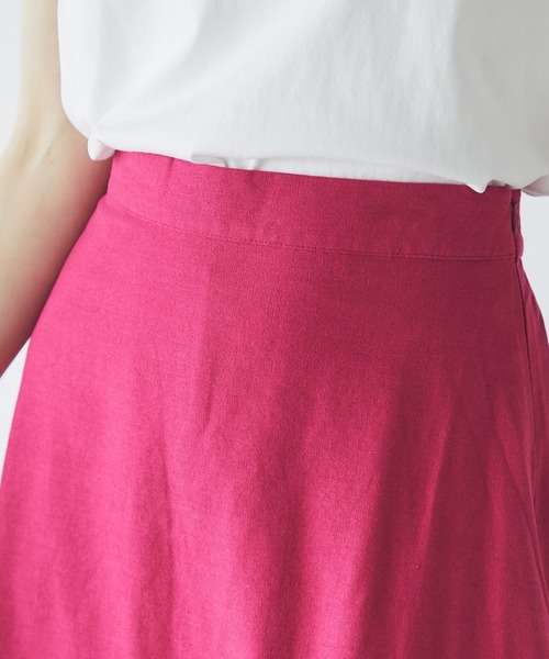 un dix cors（アンディコール）の「美シルエット　フレンチリネンブレンドキャンパスフレアスカート（スカート・レディース・ベージュ/ブラック/ピンク/グリーン・FREE）」の8枚目の写真