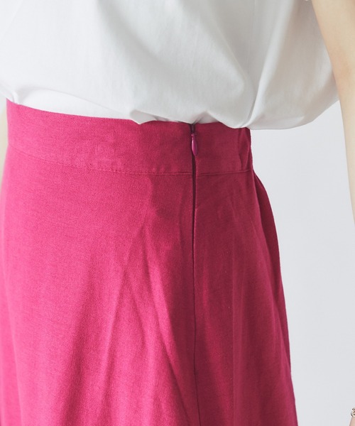 un dix cors（アンディコール）の「美シルエット　フレンチリネンブレンドキャンパスフレアスカート（スカート・レディース・ベージュ/ブラック/ピンク/グリーン・FREE）」の9枚目の写真