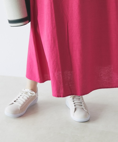 un dix cors（アンディコール）の「美シルエット　フレンチリネンブレンドキャンパスフレアスカート（スカート・レディース・ベージュ/ブラック/ピンク/グリーン・FREE）」の11枚目の写真