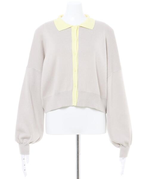 MLI'A(エムリア)の「襟付き配色カーディガン(カーディガン/ボレロ・レディース・ネイビー/ピンク/オフホワイト/ライトグレー・M)」の5枚目の写真