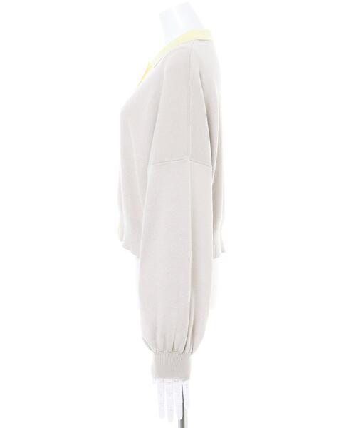 MLI'A(エムリア)の「襟付き配色カーディガン(カーディガン/ボレロ・レディース・ネイビー/ピンク/オフホワイト/ライトグレー・M)」の6枚目の写真