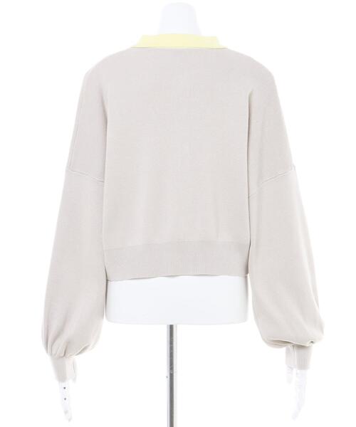 MLI'A(エムリア)の「襟付き配色カーディガン(カーディガン/ボレロ・レディース・ネイビー/ピンク/オフホワイト/ライトグレー・M)」の7枚目の写真