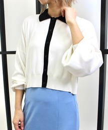 MLI'A | 襟付き配色カーディガン(カーディガン/ボレロ)