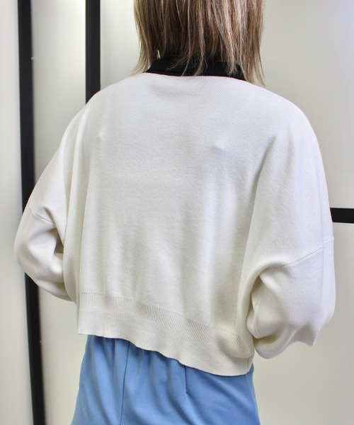 MLI'A(エムリア)の「襟付き配色カーディガン(カーディガン/ボレロ・レディース・ネイビー/ピンク/オフホワイト/ライトグレー・M)」の17枚目の写真