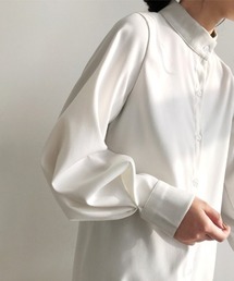 【SETUP7】シルクタッチスタンドカラーロングシャツ KNF