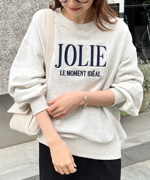 one after another NICE CLAUP(ワンアフターアナザーナイスクラップ)の「オーバーサイズがポイント。ビックシルエットロゴ刺繍スウェット(スウェット・レディース・オートミール/ピンク/杢グレー/ネイビー・FREE)」の2枚目の写真