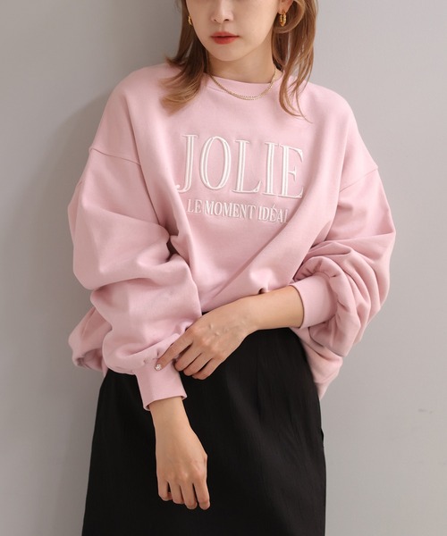 one after another NICE CLAUP(ワンアフターアナザーナイスクラップ)の「オーバーサイズがポイント。ビックシルエットロゴ刺繍スウェット(スウェット・レディース・オートミール/ピンク/杢グレー/ネイビー・FREE)」の9枚目の写真