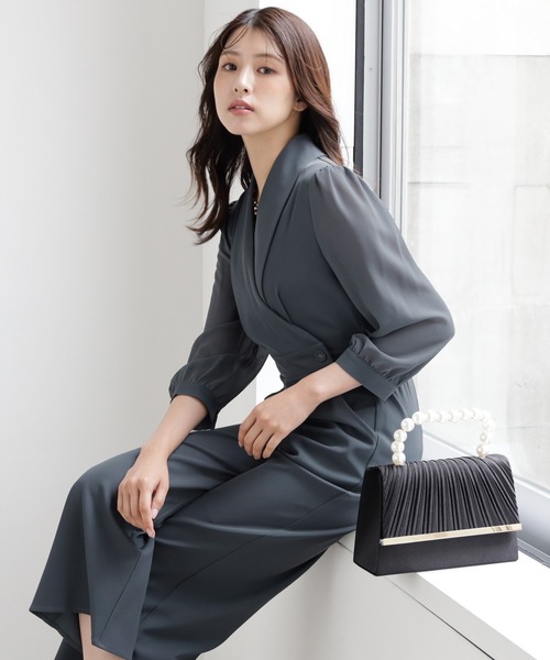 セール】ジャンプスーツ パンツドレス シフォン S M L パーティー 結婚