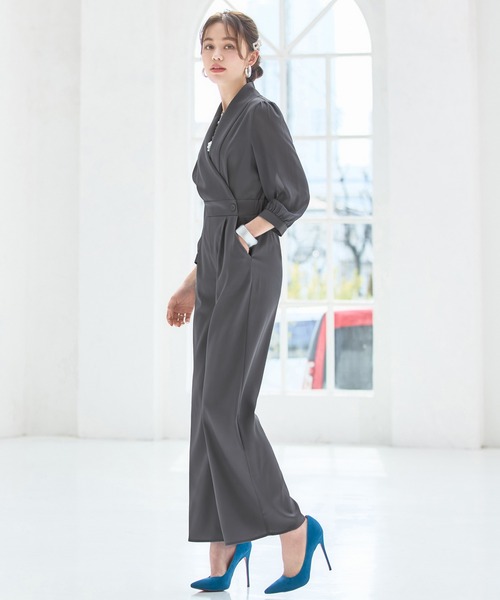 セクシー ジャンプスーツ パンツ SALE 長袖 シフォン ドレスプラス DRESS+ ジャンプスーツ パンツドレス シフォン
