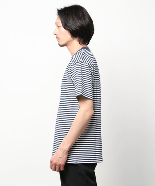 Goodwear(グッドウェア)の「【GOODWEAR】USA COTTON ヘビーウェイトオーバーボーダーポケットTEE ※2W7-12225(Tシャツ/カットソー・メンズ・ブラック/ネイビー・L/M/XL)」の3枚目の写真