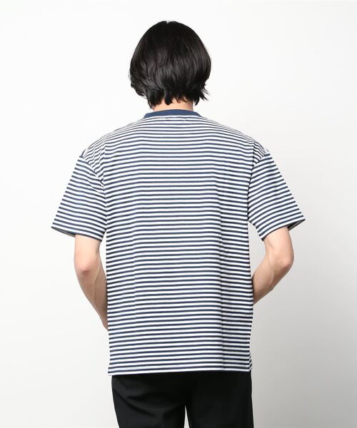 Goodwear(グッドウェア)の「【GOODWEAR】USA COTTON ヘビーウェイトオーバーボーダーポケットTEE ※2W7-12225(Tシャツ/カットソー・メンズ・ブラック/ネイビー・L/M/XL)」の4枚目の写真