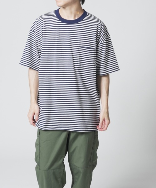 Goodwear(グッドウェア)の「【GOODWEAR】USA COTTON ヘビーウェイトオーバーボーダーポケットTEE ※2W7-12225(Tシャツ/カットソー・メンズ・ブラック/ネイビー・L/M/XL)」の6枚目の写真