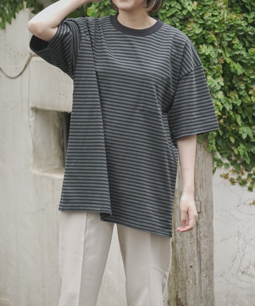 Goodwear(グッドウェア)の「【GOODWEAR】USA COTTON ヘビーウェイトオーバーボーダーポケットTEE ※2W7-12225(Tシャツ/カットソー・メンズ・ブラック/ネイビー・L/M/XL)」の7枚目の写真