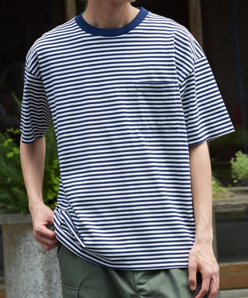 Goodwear(グッドウェア)の「【GOODWEAR】USA COTTON ヘビーウェイトオーバーボーダーポケットTEE ※2W7-12225(Tシャツ/カットソー・メンズ・ブラック/ネイビー・L/M/XL)」の12枚目の写真