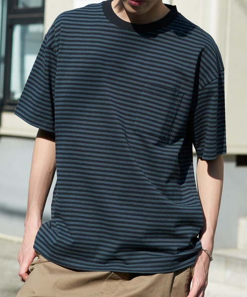 Goodwear(グッドウェア)の「【GOODWEAR】USA COTTON ヘビーウェイトオーバーボーダーポケットTEE ※2W7-12225(Tシャツ/カットソー・メンズ・ブラック/ネイビー・L/M/XL)」の5枚目の写真
