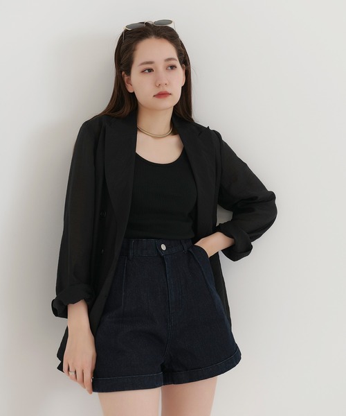 TINA:JOJUN(ティーナジョジュン)の「裾折り返し デニムショートパンツ TINA:JOJUN(デニムパンツ・レディース・ライトブルー/インディゴブルー・S/M)」の16枚目の写真