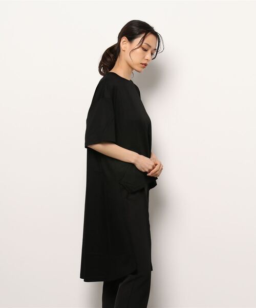 ミディウミソリッド MIDIUMISOLID *デザインヘム長袖Tシャツ*カットソー綿混ブラック黒プルオーバー(1-2411-86)【70L42】 MIDIUMISOLID（ミディウミソリッド）の「MIDIUMISOLID for