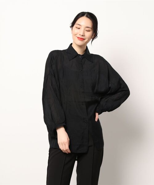 SpRay（スプレイ）の「シアーシャツ（シャツ/ブラウス・レディース・ブラック/パープル/オフホワイト/ピンク/オレンジ/グリーン・FREE）」の11枚目の写真