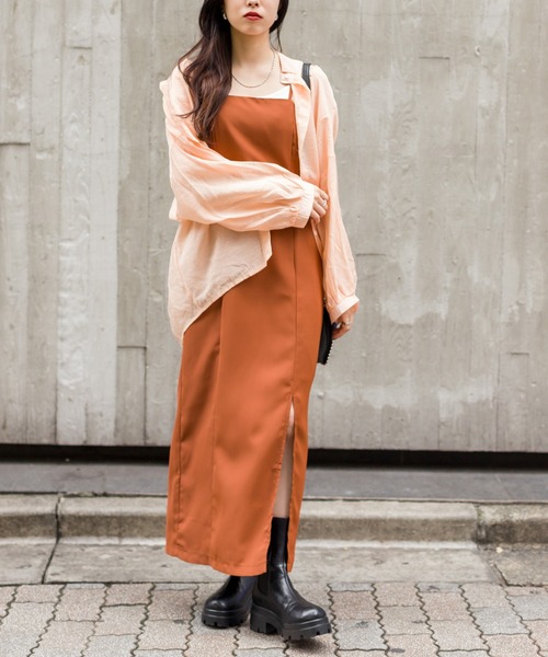 SpRay（スプレイ）の「シアーシャツ（シャツ/ブラウス・レディース・ブラック/パープル/オフホワイト/ピンク/オレンジ/グリーン・FREE）」の21枚目の写真