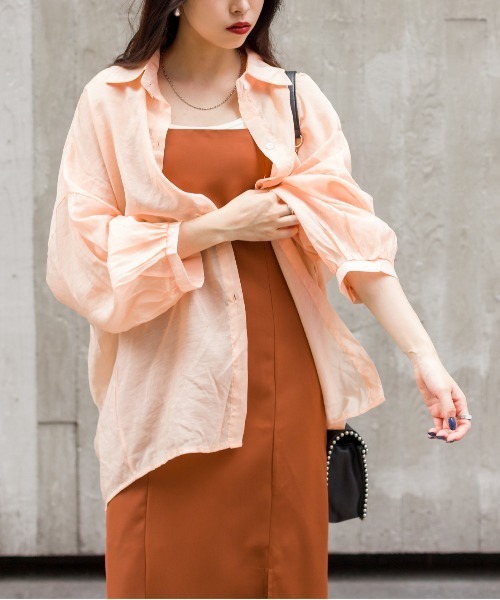 SpRay（スプレイ）の「シアーシャツ（シャツ/ブラウス・レディース・ブラック/パープル/オフホワイト/ピンク/オレンジ/グリーン・FREE）」の20枚目の写真