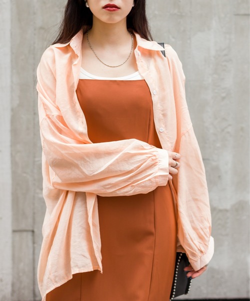 SpRay（スプレイ）の「シアーシャツ（シャツ/ブラウス・レディース・ブラック/パープル/オフホワイト/ピンク/オレンジ/グリーン・FREE）」の18枚目の写真