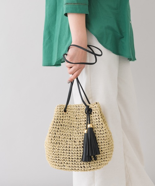 KATHARINE ROSS（キャサリンロス）の「【KATHARINE ROSS】ペーパー巾着ショルダーバッグ WEB限定（かごバッグ・レディース・ベージュ/ブラウン/ミント/ライトブラウン/ダークブラウン/ブルー/ピンク/ホワイト・MEDIUM）」の6枚目の写真