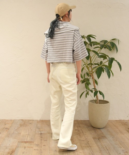 sango（sango）の「ハーフジッププルオーバー（Tシャツ/カットソー・レディース・ホワイト×ブラック/ホワイト×ピンク/グレー×ホワイト・FREE）」の6枚目の写真