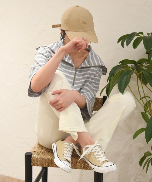 sango（sango）の「ハーフジッププルオーバー（Tシャツ/カットソー・レディース・ホワイト×ブラック/ホワイト×ピンク/グレー×ホワイト・FREE）」の9枚目の写真