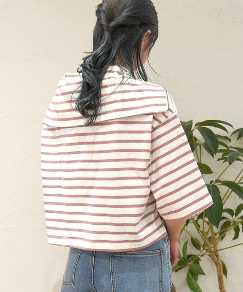 sango（sango）の「ハーフジッププルオーバー（Tシャツ/カットソー・レディース・ホワイト×ブラック/ホワイト×ピンク/グレー×ホワイト・FREE）」の11枚目の写真