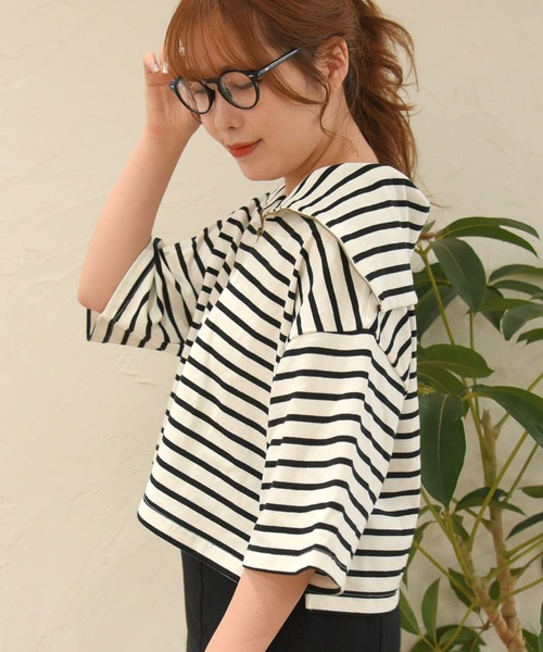 sango（sango）の「ハーフジッププルオーバー（Tシャツ/カットソー・レディース・ホワイト×ブラック/ホワイト×ピンク/グレー×ホワイト・FREE）」の18枚目の写真