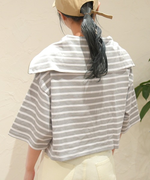 sango（sango）の「ハーフジッププルオーバー（Tシャツ/カットソー・レディース・ホワイト×ブラック/ホワイト×ピンク/グレー×ホワイト・FREE）」の13枚目の写真