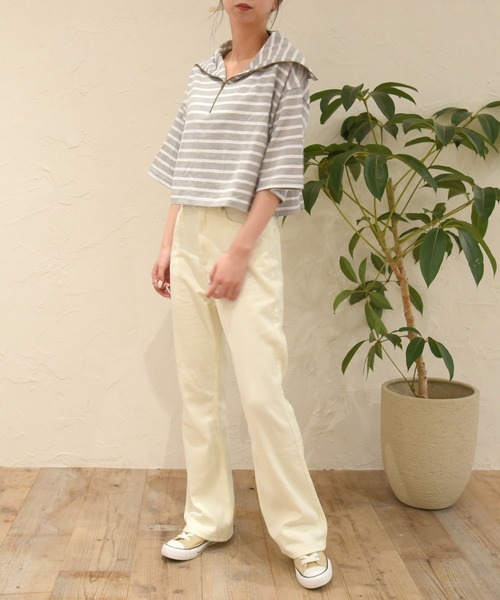 sango（sango）の「ハーフジッププルオーバー（Tシャツ/カットソー・レディース・ホワイト×ブラック/ホワイト×ピンク/グレー×ホワイト・FREE）」の20枚目の写真