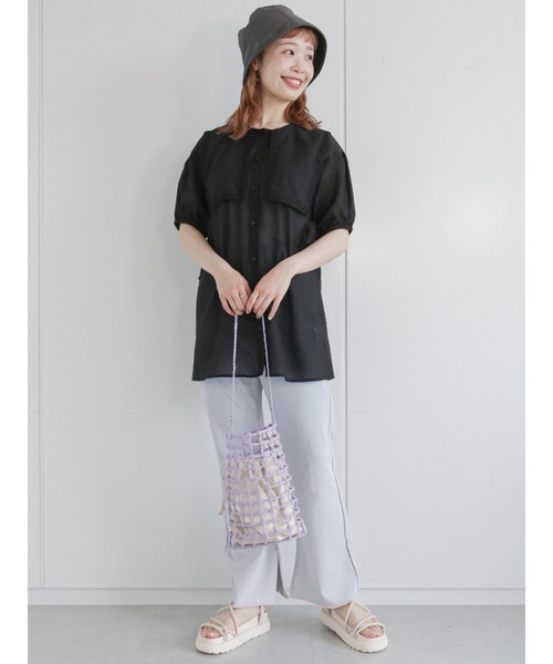 ehka sopo（エヘカソポ）の「エコレザーメッシュトートバッグ（トートバッグ・レディース・ブラウン/オフホワイト/ラベンダー・ﾌﾘ-）」の21枚目の写真