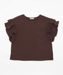 袖フリル半袖Tシャツ