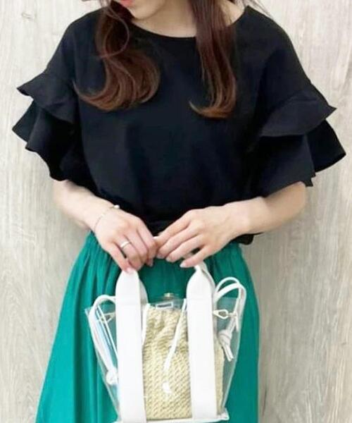 INGNI(イング)の「袖フリル半袖Tシャツ(Tシャツ/カットソー・レディース・グレー系その他/ブラック/オレンジ/グリーン/オフホワイト/ブラウン・M)」の3枚目の写真