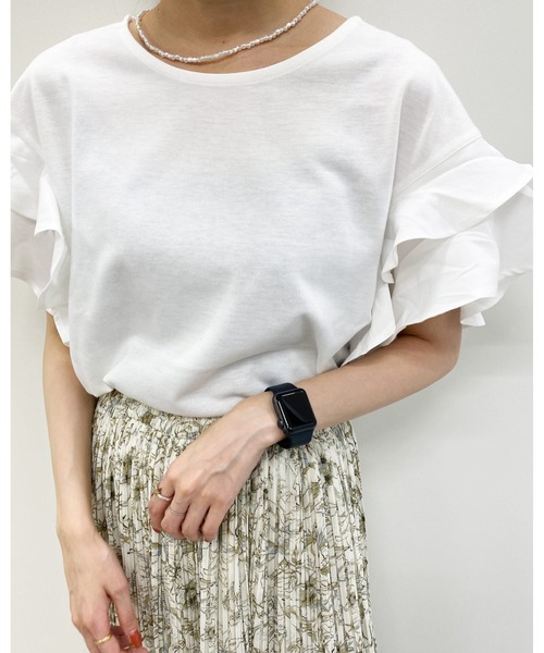 INGNI(イング)の「袖フリル半袖Tシャツ(Tシャツ/カットソー・レディース・グレー系その他/ブラック/オレンジ/グリーン/オフホワイト/ブラウン・M)」の15枚目の写真