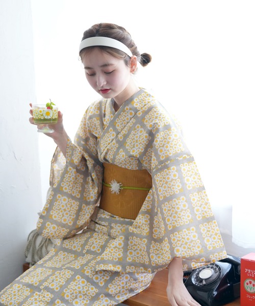 utatane（ウタタネ）の「【アデリアレトロ×ニコアンティーク】浴衣3点セット　花ざかり（浴衣・レディース・ブラウン/グレー・FREE）」の12枚目の写真