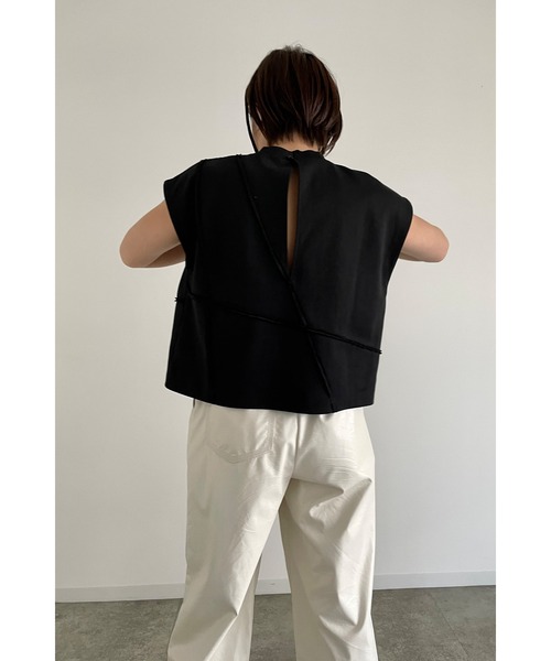 LA PEAU DE GEM（ラポドゥジェム）の「【LA PEAU DE GEM】ランダムカッティングタンクトップ（Tシャツ/カットソー・レディース・ホワイト/ブラック・FREE）」の17枚目の写真